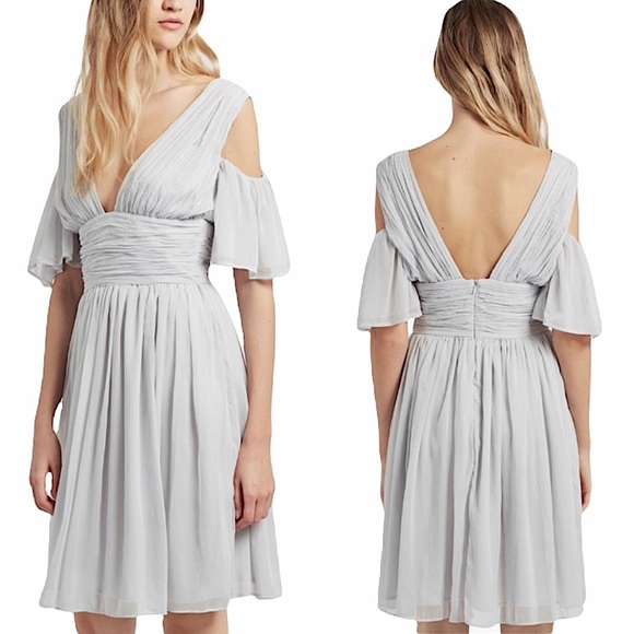 NWT FRENCH CONNECTION Constance gray cold shoulder dress size 0 new with tags - Picture 1 of 6